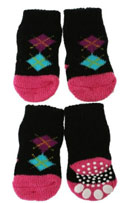 Black and Pink Argyle Chihuahua Socks