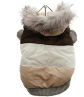 brown striped luxury ski parka for small dogs