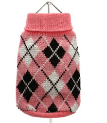 pink Argyle sweater for dogs